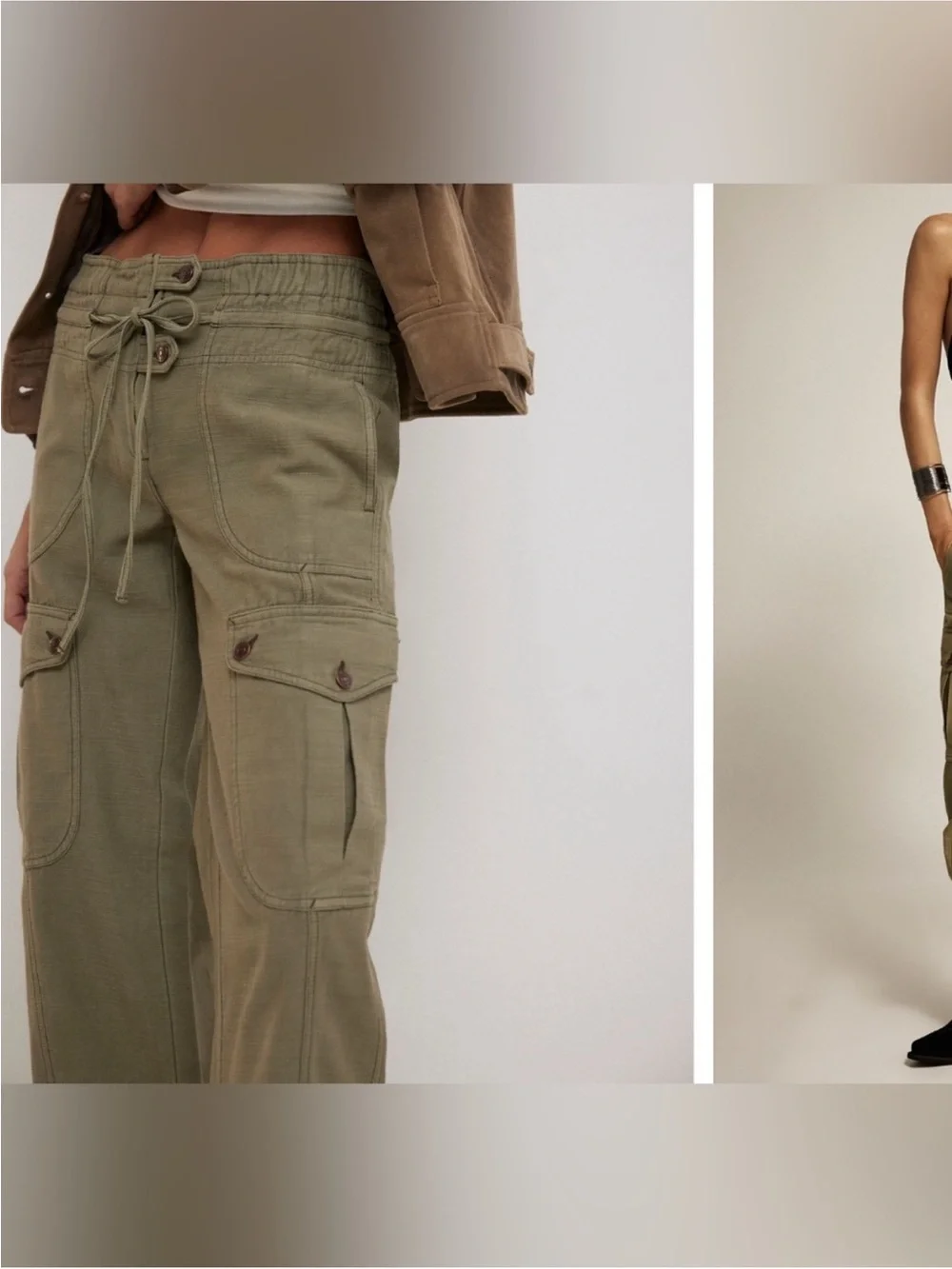 NWOT Free People We The Free Park Ave Pull-On Cargo Pants - adventurer green - L